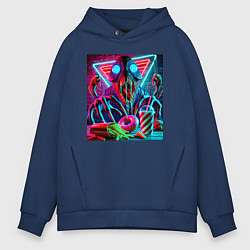 Толстовка оверсайз мужская Последствие употребления фастфуда, цвет: тёмно-синий