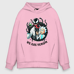 Толстовка оверсайз мужская Venom slime and Rick - collaboration, цвет: светло-розовый