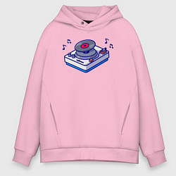 Толстовка оверсайз мужская Музыкальный виниловый проигрыватель, цвет: светло-розовый