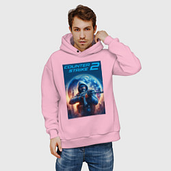 Толстовка оверсайз мужская Counter Strike 2 - shooter, цвет: светло-розовый — фото 2