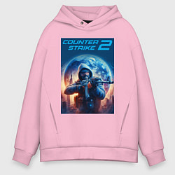 Толстовка оверсайз мужская Counter Strike 2 - shooter, цвет: светло-розовый