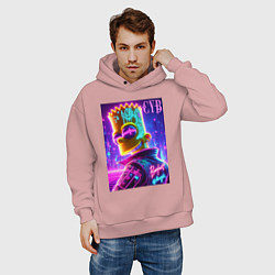 Толстовка оверсайз мужская Cyber Bart - neon glow, цвет: пыльно-розовый — фото 2