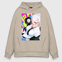 Толстовка оверсайз мужская Дандадан: Бабка Момо, цвет: миндальный