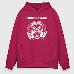 Толстовка оверсайз мужская Nickelback rock dog, цвет: маджента