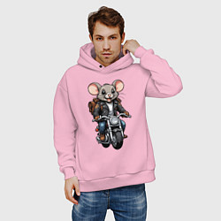 Толстовка оверсайз мужская Biker mice, цвет: светло-розовый — фото 2