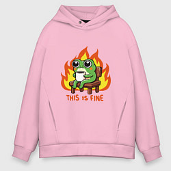 Толстовка оверсайз мужская Frog - this is fine, цвет: светло-розовый