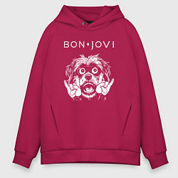 Толстовка оверсайз мужская Bon Jovi rock dog, цвет: маджента
