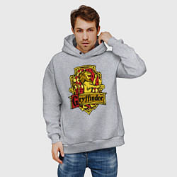 Толстовка оверсайз мужская Hogwarts - gryffindor logo, цвет: меланж — фото 2