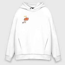 Толстовка оверсайз мужская Джерри ангел мышка для пар, цвет: белый