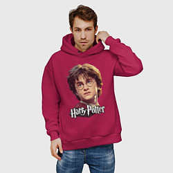 Толстовка оверсайз мужская Harry Potter wizard, цвет: маджента — фото 2