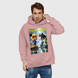 Толстовка оверсайз мужская Mickey Trump and Venom - ai art fantasy, цвет: пыльно-розовый — фото 2