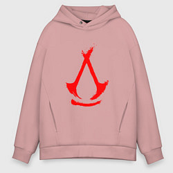 Толстовка оверсайз мужская Assassins creed - shadows logotype, цвет: пыльно-розовый