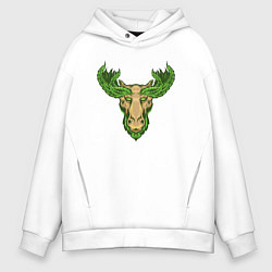 Толстовка оверсайз мужская Nature deer, цвет: белый