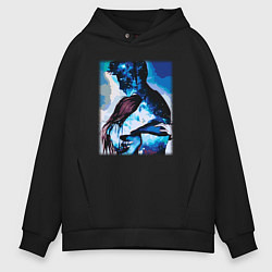 Толстовка оверсайз мужская Ты мой космос, цвет: черный