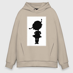 Толстовка оверсайз мужская Силуэт поцелуй она - для пары, цвет: миндальный