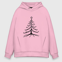 Толстовка оверсайз мужская Хоррор ель, цвет: светло-розовый