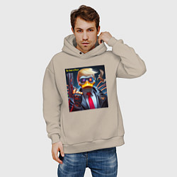 Толстовка оверсайз мужская Donald Trump is the duck of peace - joke, цвет: миндальный — фото 2