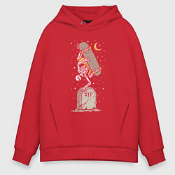 Толстовка оверсайз мужская Скейтер на кладбище, цвет: красный