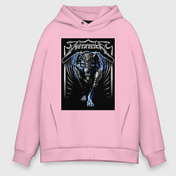 Толстовка оверсайз мужская Metallica thrash metal style - wolf, цвет: светло-розовый