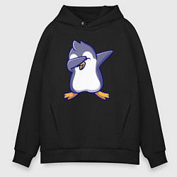 Толстовка оверсайз мужская Dab penguin, цвет: черный