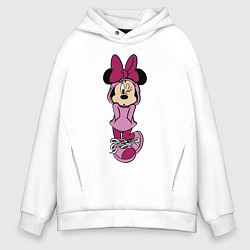 Толстовка оверсайз мужская Минни Маус в капюшоне, цвет: белый