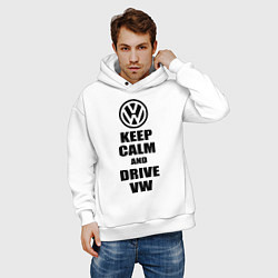 Толстовка оверсайз мужская Keep Calm & Drive VW, цвет: белый — фото 2