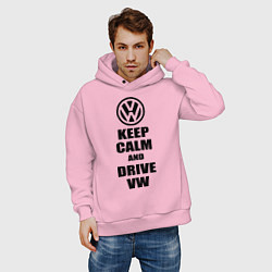 Толстовка оверсайз мужская Keep Calm & Drive VW, цвет: светло-розовый — фото 2