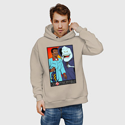 Толстовка оверсайз мужская Ghostbusters - Winston and the sandman, цвет: миндальный — фото 2