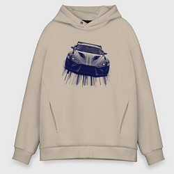 Толстовка оверсайз мужская Спорткар в синих тонах, цвет: миндальный