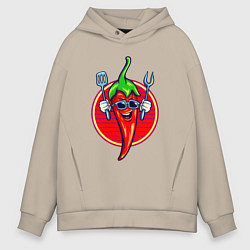 Толстовка оверсайз мужская Горячий перчик, цвет: миндальный