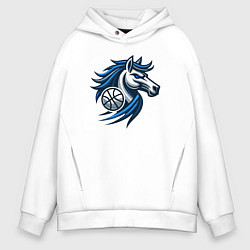 Толстовка оверсайз мужская Mavericks horse, цвет: белый