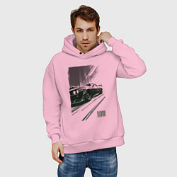 Толстовка оверсайз мужская Гоночный спорткар, цвет: светло-розовый — фото 2