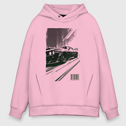 Толстовка оверсайз мужская Гоночный спорткар, цвет: светло-розовый