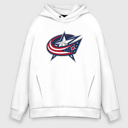 Толстовка оверсайз мужская Columbus blue jackets - hockey team - emblem, цвет: белый