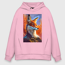 Толстовка оверсайз мужская Fox fashionista - ai art fantasy, цвет: светло-розовый