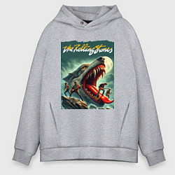 Толстовка оверсайз мужская Rolling Stones - wolfs mouth, цвет: меланж