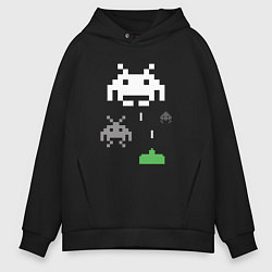 Толстовка оверсайз мужская Space invaders, цвет: черный