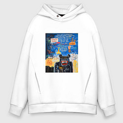 Толстовка оверсайз мужская Ярко синее граффити с медведем, цвет: белый