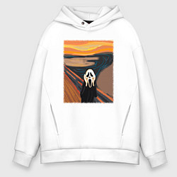 Толстовка оверсайз мужская Крик картина мунка, цвет: белый