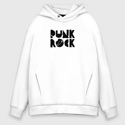 Толстовка оверсайз мужская Punk Rock in black, цвет: белый