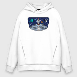 Толстовка оверсайз мужская Space travel, цвет: белый