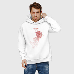 Толстовка оверсайз мужская Карта Москва красная, цвет: белый — фото 2
