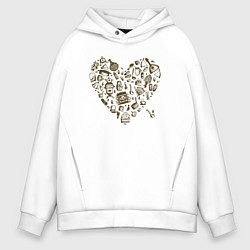 Толстовка оверсайз мужская Сердце русской бани, цвет: белый