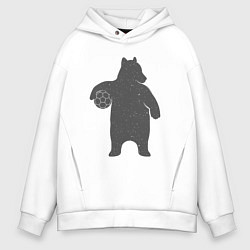 Толстовка оверсайз мужская Футболист мишка, цвет: белый