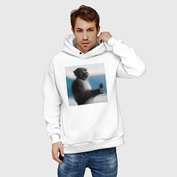 Толстовка оверсайз мужская Важный звонок, цвет: белый — фото 2