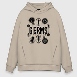 Толстовка оверсайз мужская Микробы вирусы и бактерии, цвет: миндальный