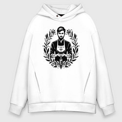 Толстовка оверсайз мужская Фармацевт в цветочном ореоле, цвет: белый