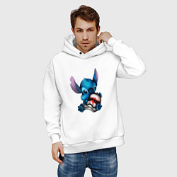 Толстовка оверсайз мужская Стич вырос, цвет: белый — фото 2