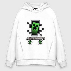 Толстовка оверсайз мужская Minecraft крипер, цвет: белый