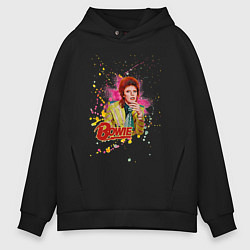 Толстовка оверсайз мужская David Bowie Art, цвет: черный